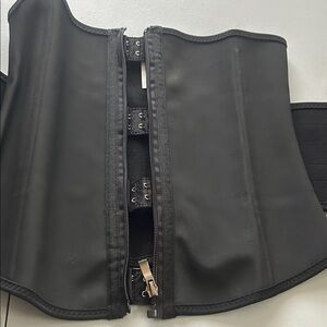 Classic Black Waist Cincher with Front Zipper and Hook Closure